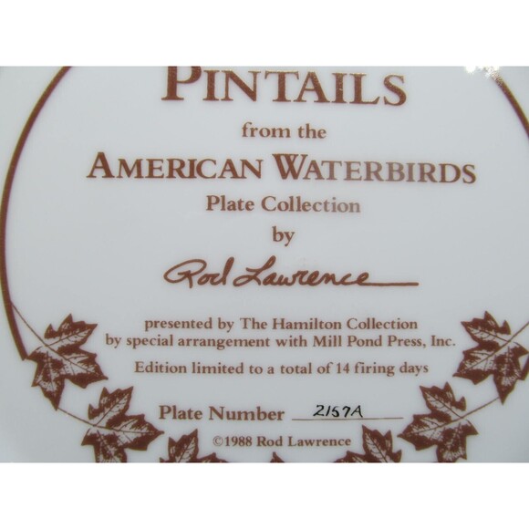 American Waterbirds "Pintails" Signed By Artist Rod Lawrence Plate #2157 VGC - Picture 8 of 9